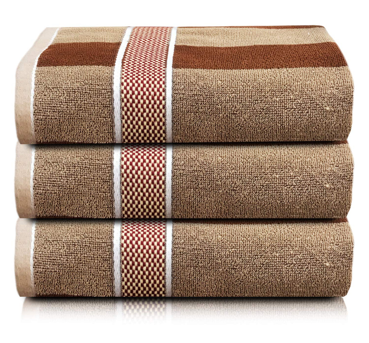 Kuber Industries Cotton 3 Pieces Bath Towel Super Soft, Fluffy, and Absorbent, Perfect for Daily Use 100% Cotton Towels, 500 GSM (Brown)-KUBMART16055