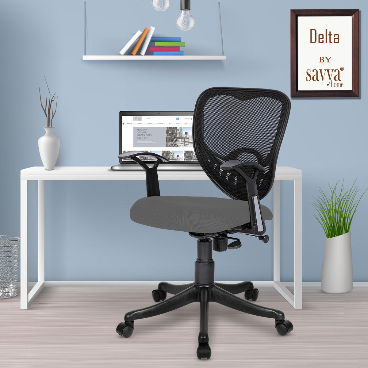 SAVYA HOME Delta Executive Ergonomic Office Chair for Office Work At Home/Office Chairs for Work from Home/Study Chair for Students/Computer Chair/Chair for Study Table| Adjustable Height/Grey