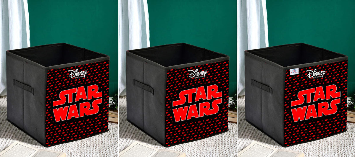 Heart Home Disney Star War Printed Multipurposes Storage Box/Organizer With Handles- Pack of 3 (Black) -HS43HEARTH26295