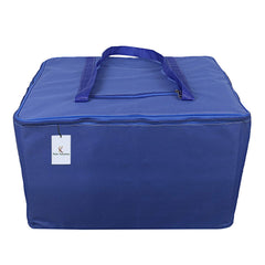 Kuber Industries Rexine 2 Pcs Jumbo Underbed Moisture Proof Storage Bag with Zipper Closure and Handle (Royal Blue) -CTKTC06603