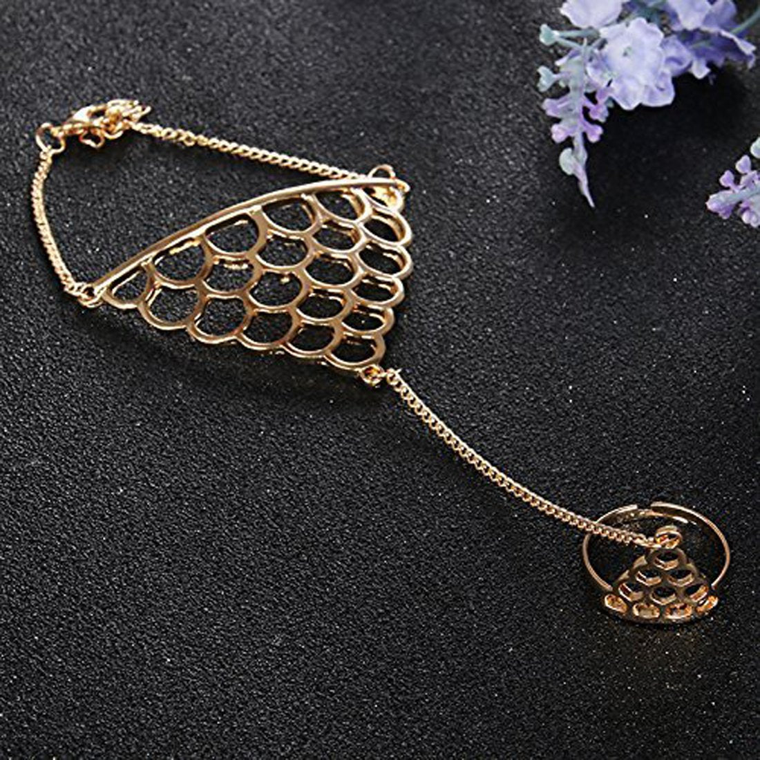 Yellow Chimes Gold Plated Strand Ring Bracelet for Women and Girls