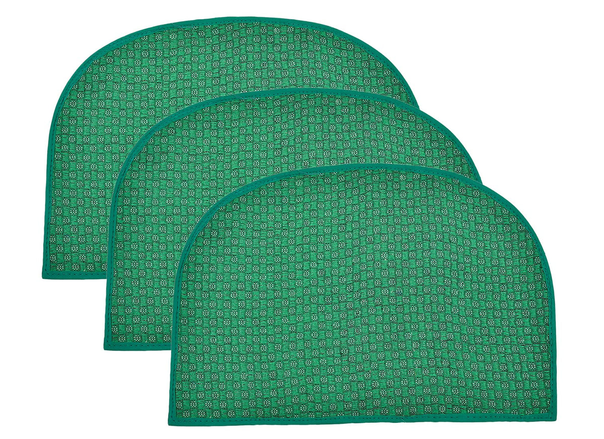 Heart Home D Shape Indoor Outdoor Anti-Slip Rubber Door Mat, 21"x14"- Pack of 3 (Green)-47HH01292