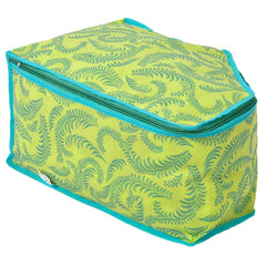 Kuber Industries Leaf Printed Non-Woven Blouse Cover Wardrobe Organiser Clothes Storage Bag With Front Window- Pack of 2 (Green)-44KM0528