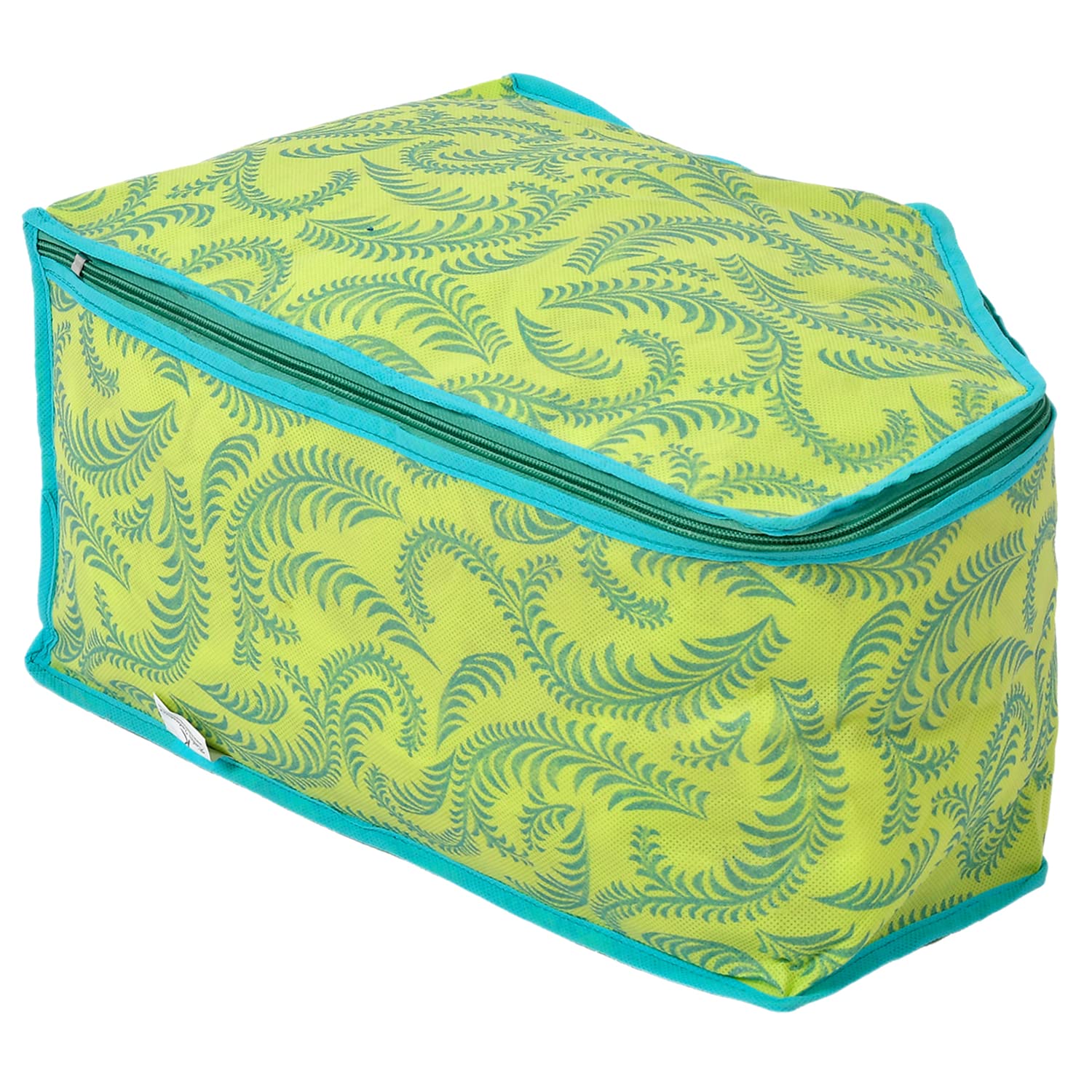 Kuber Industries Leaf Printed Non-Woven Blouse Cover/Organizer With Front Window- Pack of 4 (Green)-44KM0531