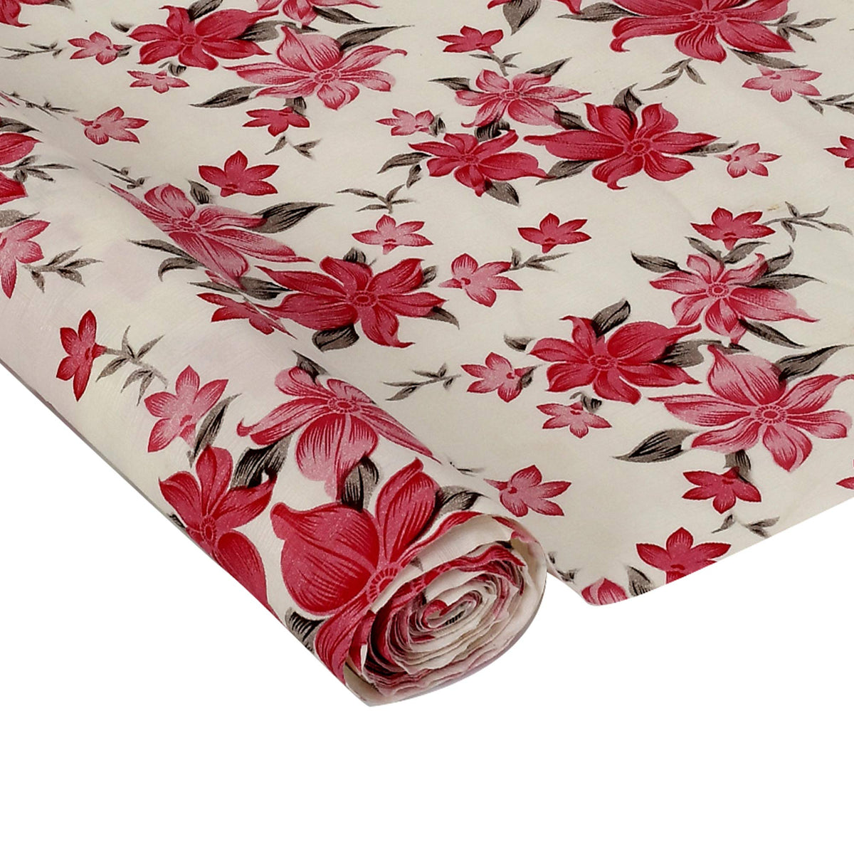 Kuber Industries Kitchen Drawer/ Cabinet Shelf Mat|Flower Design With PVC Material|Adjustable Size 5 MTR Roll (Cream)-KUBMART03004, standard ,Polyvinyl Chloride