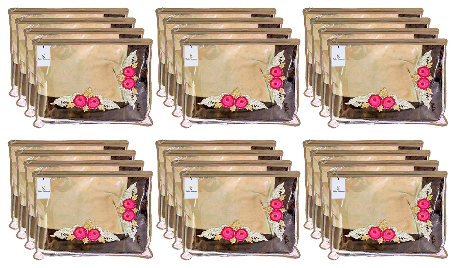 Kuber Industries Non Woven 24 Pieces Single Packing Saree Cover Set (Brown)-KUBMART2827