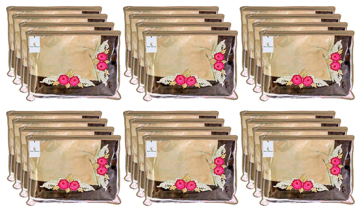 Kuber Industries Non Woven 24 Pieces Single Packing Saree Cover Set (Brown)-KUBMART2827