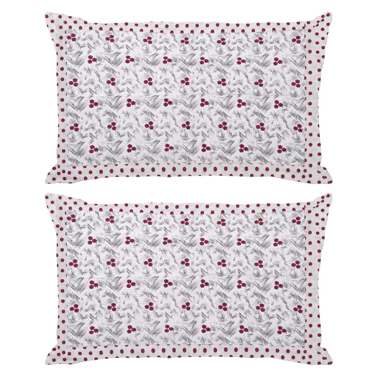 Kuber Industries Dot Print Cotton Pillow Cover- 17x27 Inch, Set of 2 (Pink)