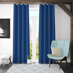 Homestic Polyester Decorative 7 Feet Window Curtain Darkening Blackout|Drapes Curtain with 8 Eyelet for Home & Office (Blue)