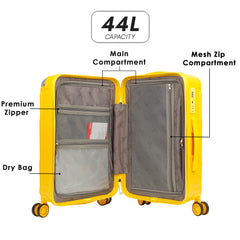 THE CLOWNFISH Ballard Series Luggage ABS & Polycarbonate Exterior Suitcase Eight Wheel Trolley Bag with TSA Lock- Yellow (Small Size, 55 cm-22 inch)