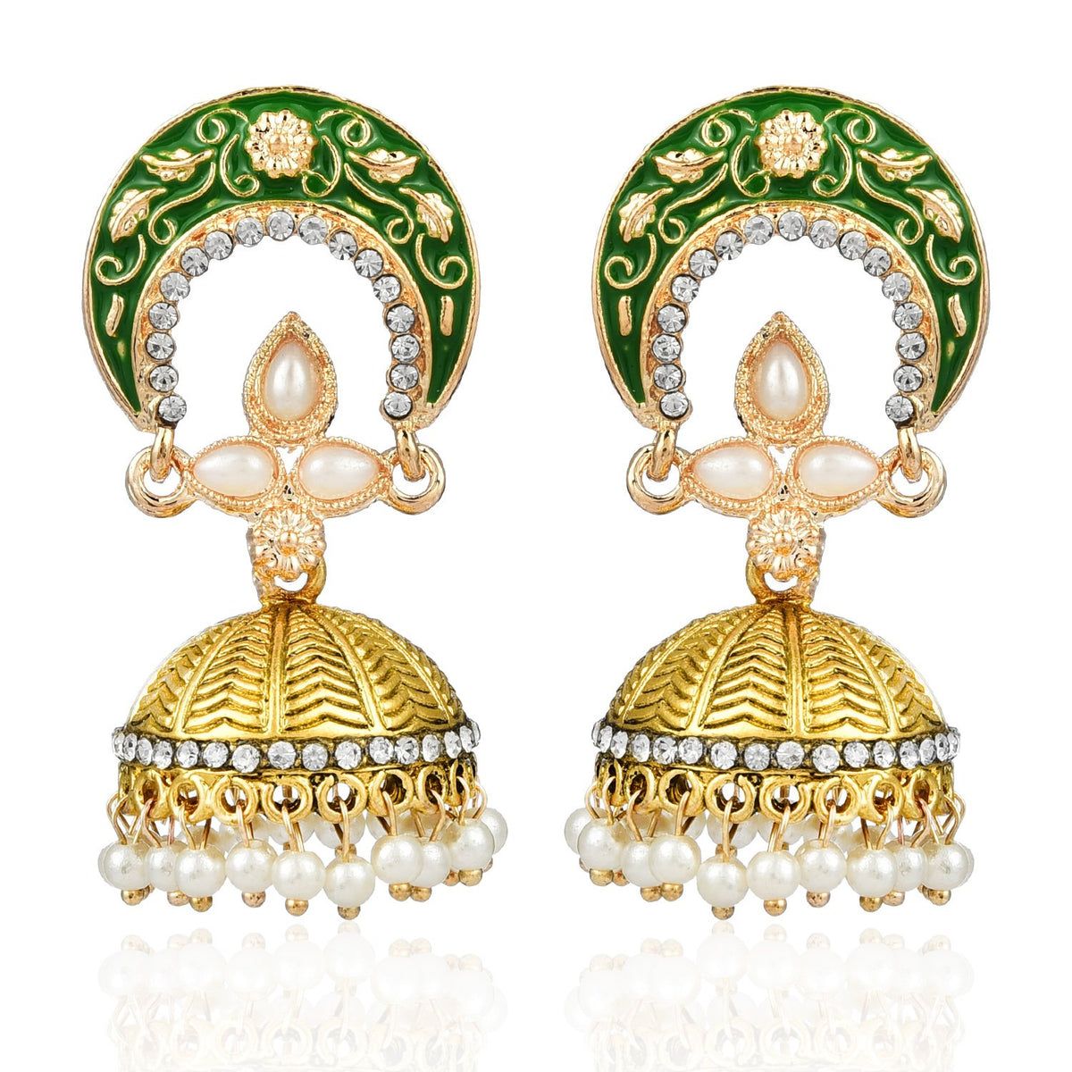 Yellow Chimes Meenakari Work Traditional Jhumka Fusion Chandbali Earrings for Women & Girls