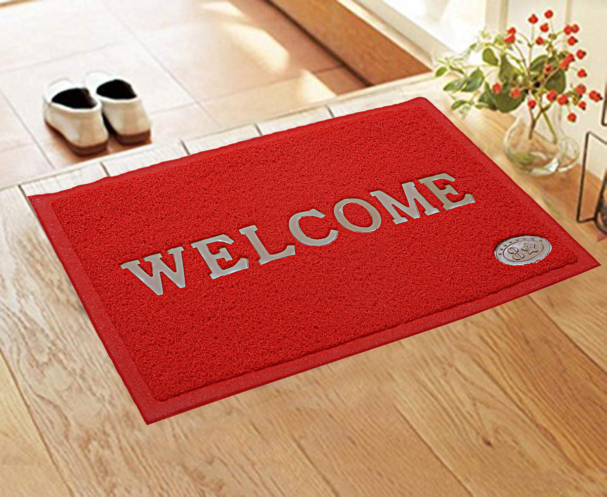 Kuber Industries PVC Anti Skid Large Size Welcome Door Mat (Red) -CTLTC11221