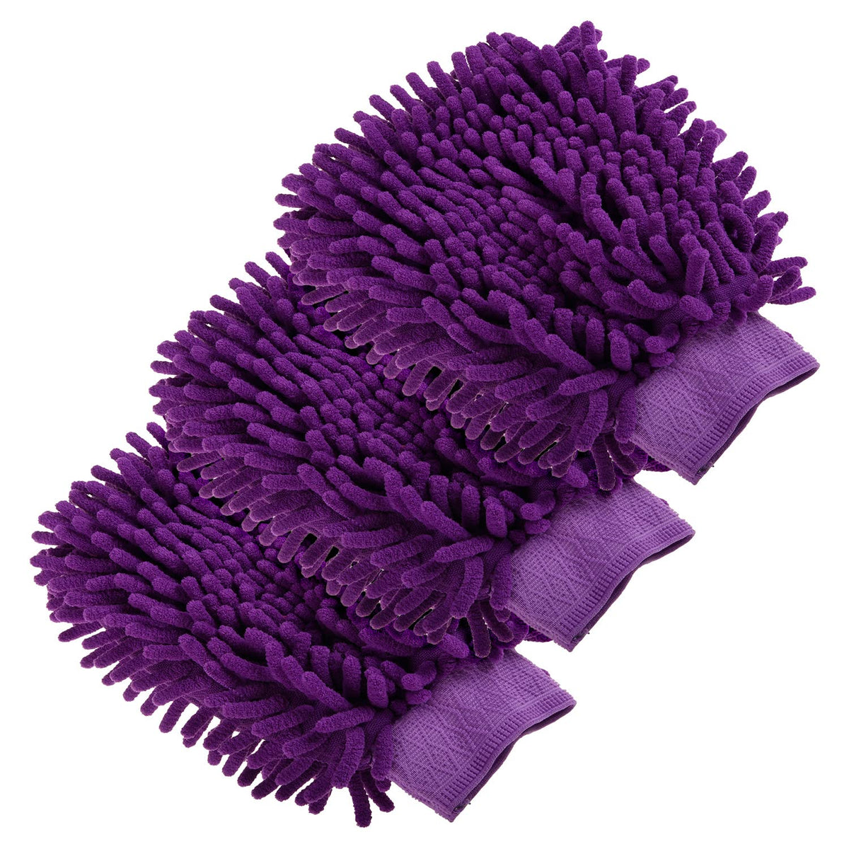 Kuber Industries Chenille Mitts|Microfiber Cleaning Gloves|Inside Waterproof Cloth Gloves|100 Gram Weighted Hand Duster|Chenille Gloves for Car|Glass|Pack of 3 (Purple)
