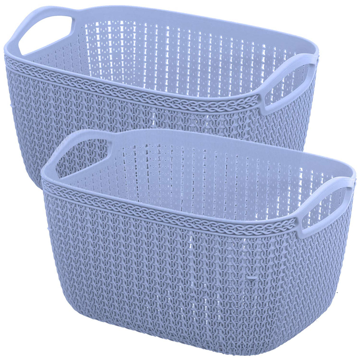 Kuber Industries Unbreakable Plastic 2 Pieces Multipurpose Medium Size Flexible Storage Baskets/Fruit Vegetable Bathroom Stationary Home Basket with Handles (Grey) -CTKTC043243