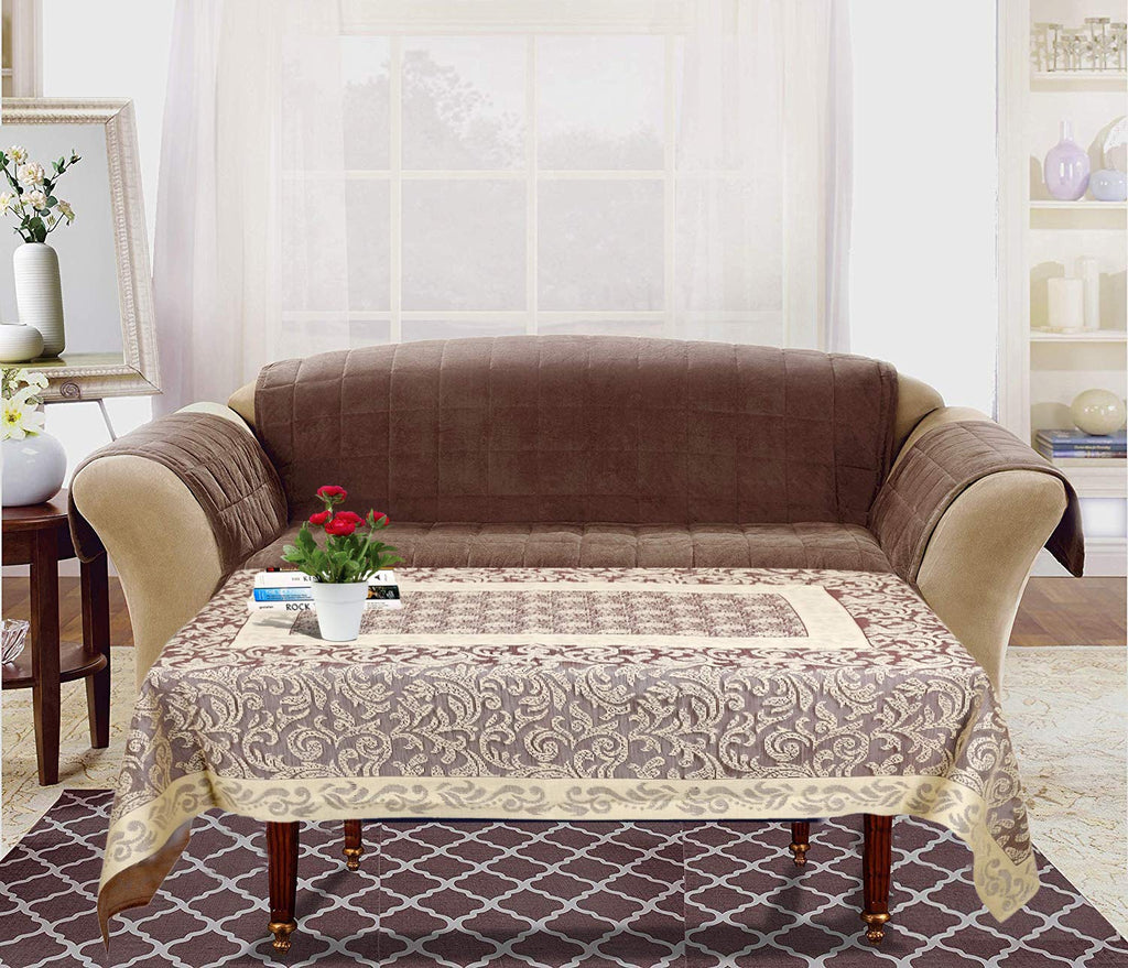 Kuber Industries Leaf Design Cotton 4 Seater Center Table Cover ...