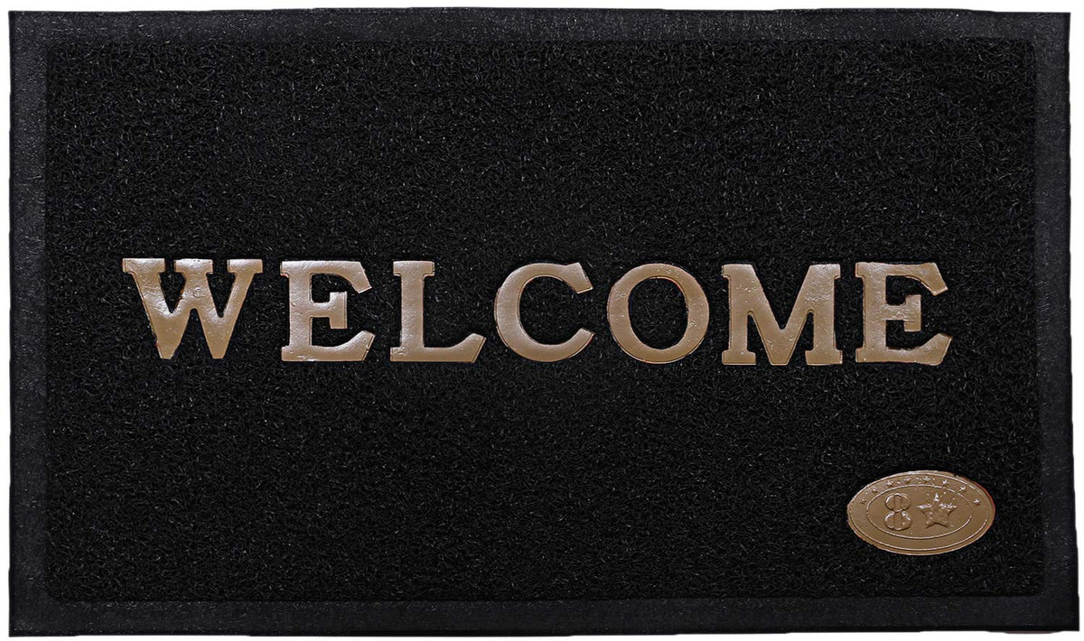 Kuber Industries PVC Anti Skid Welcome Door Mat (Black) -CTLTC11172