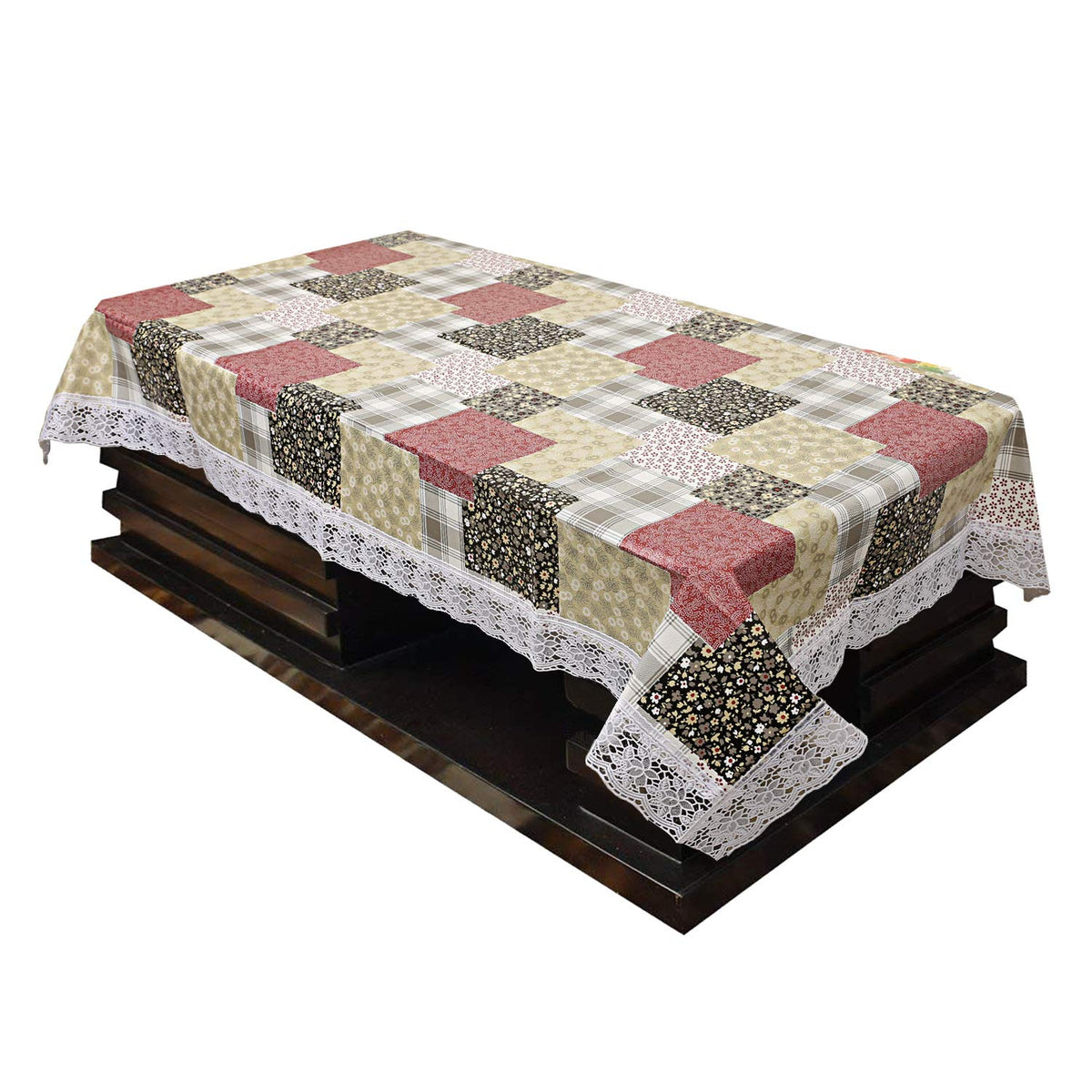 Kuber Industries Checkered PVC 4 Seater Center Table Cover - Multicolor, Standard (CTKTC03491)