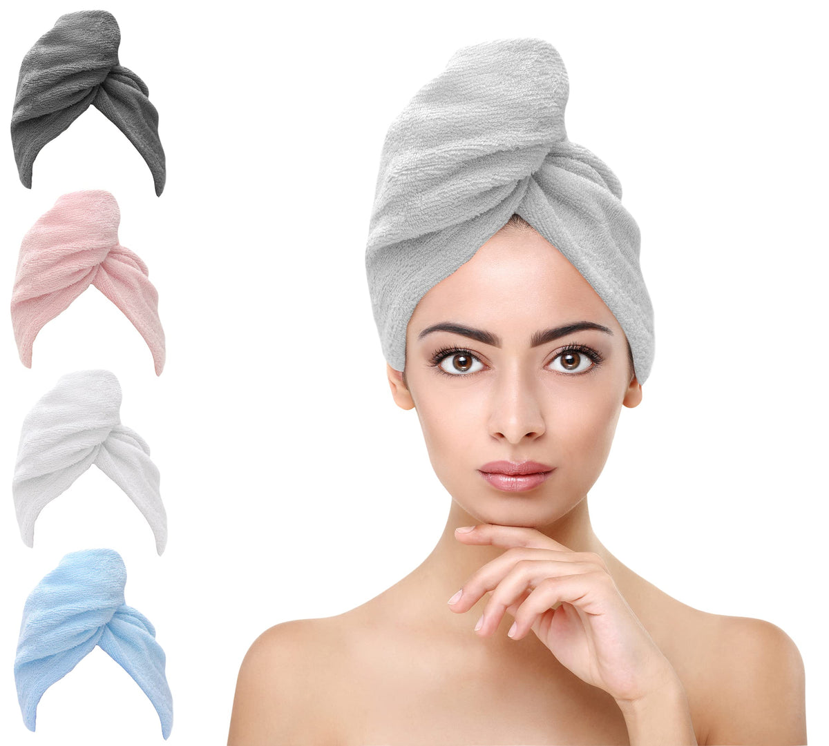 Mush Bamboo Ultra Soft & Absorbent Hair Wrap Turban Towel with Neem Comb for Long / Short Hair Care 500 GSM