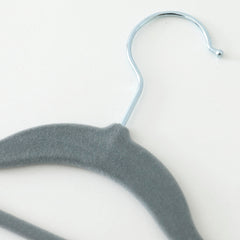 Kuber Industries Velvet Cloth Hanger Set of 5|Dress Coat Jacket Clothes Hangers|Chromed Plated Steel Hook (Grey)