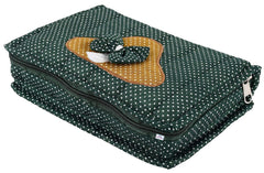 Heart Home Cotton Multipurpose 7 Pocket Dot Printed Jewellery Storage Bag Pouch/Travel Kit Organizer (Green)-HHEART15423