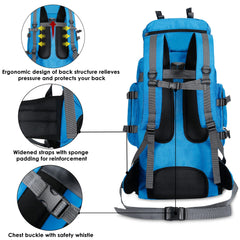 THE CLOWNFISH Summit Seeker 90 Litres Polyester Travel Backpack for Mountaineering Outdoor Sport Camp Hiking Trekking Bag Camping Rucksack Bagpack Bags (Sky Blue)