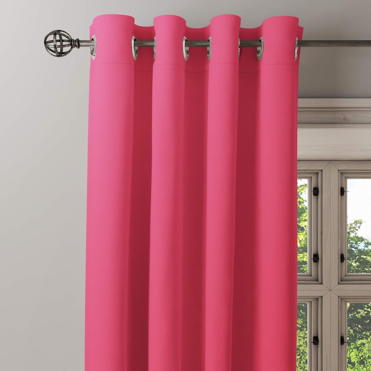 Encasa Homes Door Curtain Plain Colour - Hot Pink - 1 Panel of (7 ft Long), Light Weight Pure Cotton Canvas, Light-Filtering Non-Blackout, for Living Room, Bedroom (Set of 1)