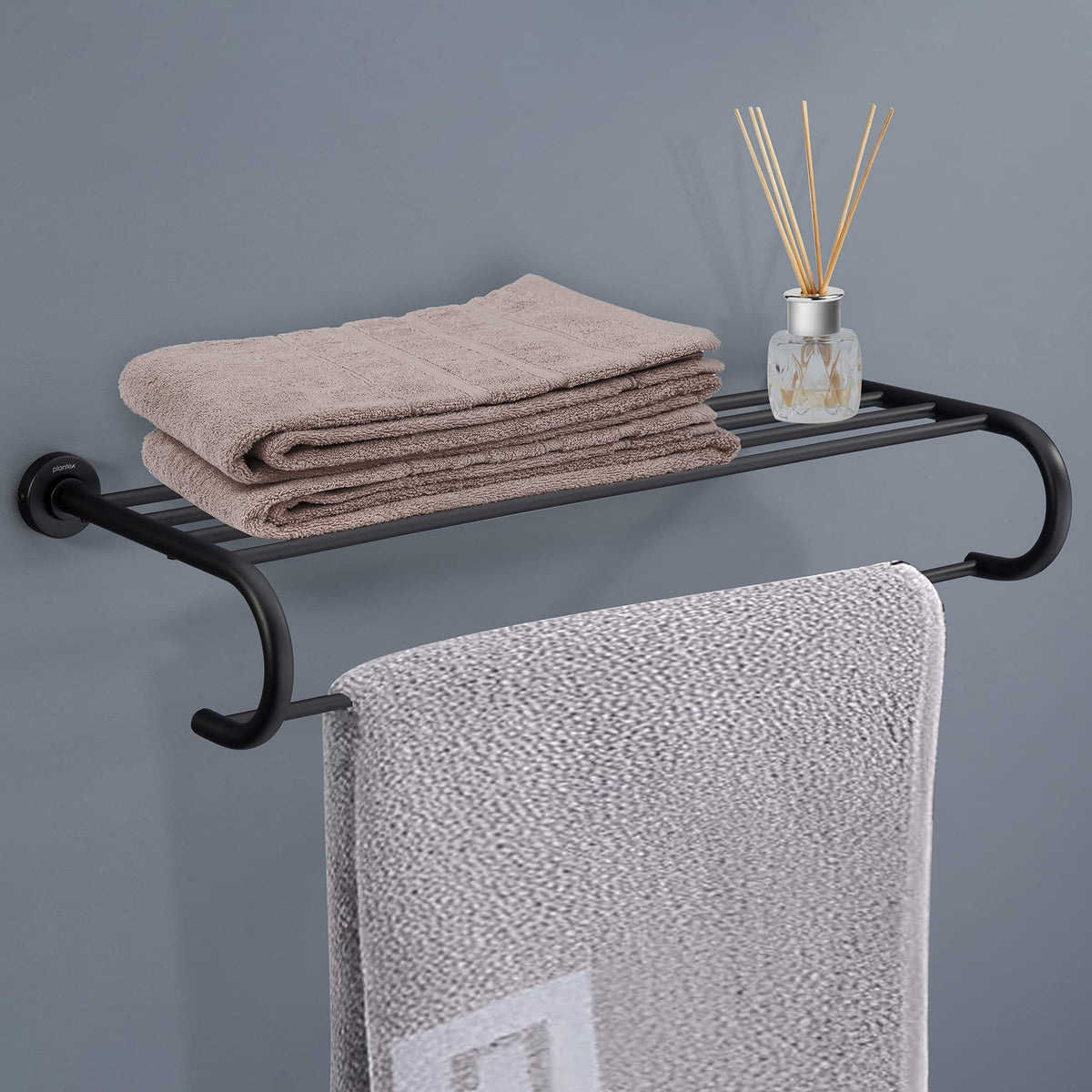 Plantex 304 Grade Stainless Steel 24 inch Towel Rack for Bathroom/Towel Stand/Hanger/Bathroom Accessories - Daizy (Black)