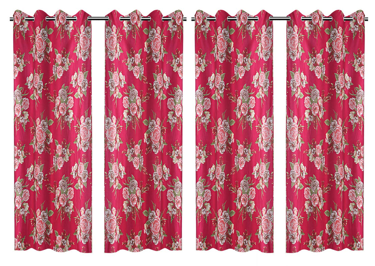 Kuber Industries Polyester 4 Pieces 7 Feet Eyelet Door Curtain (Pink) -Ctktc29566