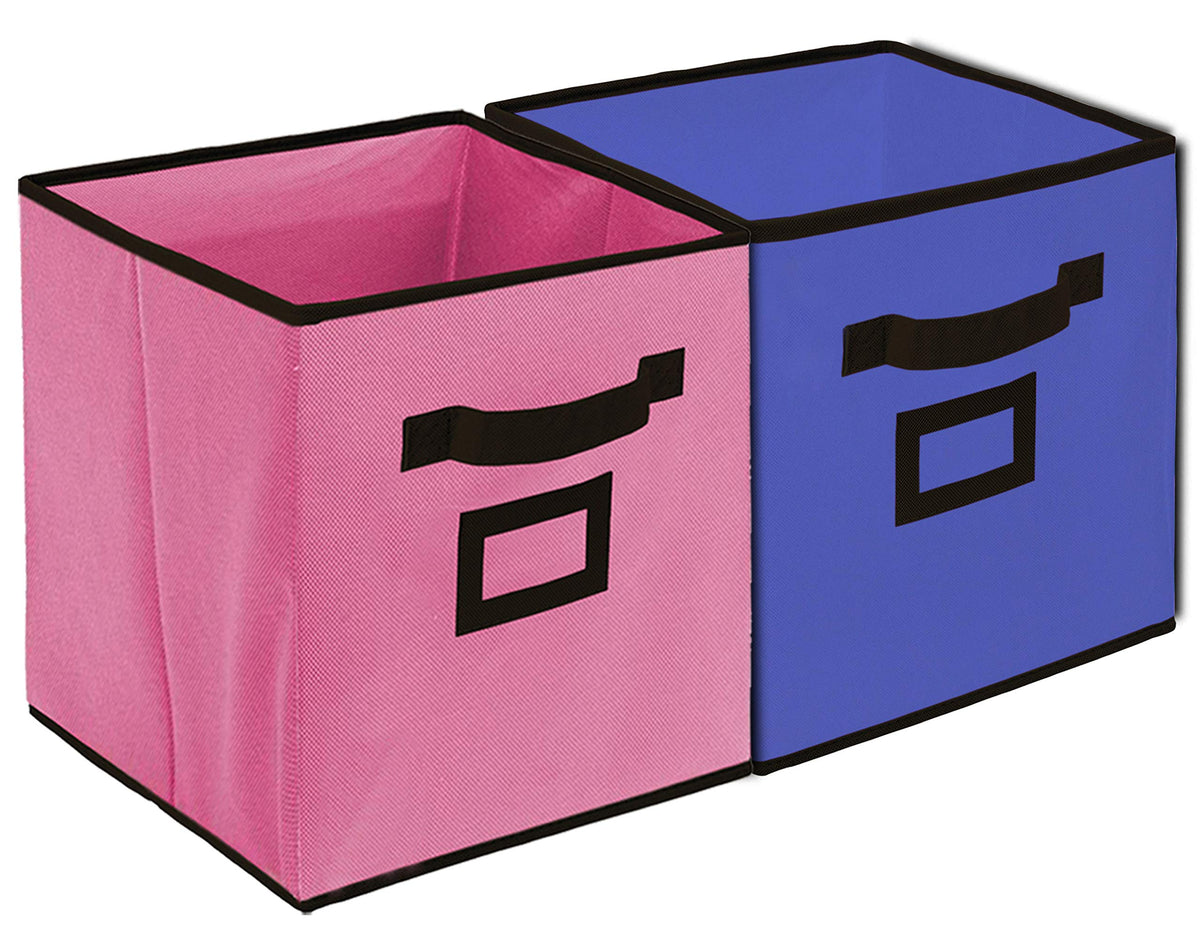 Kuber Industries Non Woven Fabric Foldable Small Size Storage Cube Box with Handle, (2 Pieces, Extra Small, Pink & Purple)-KUBMART1860
