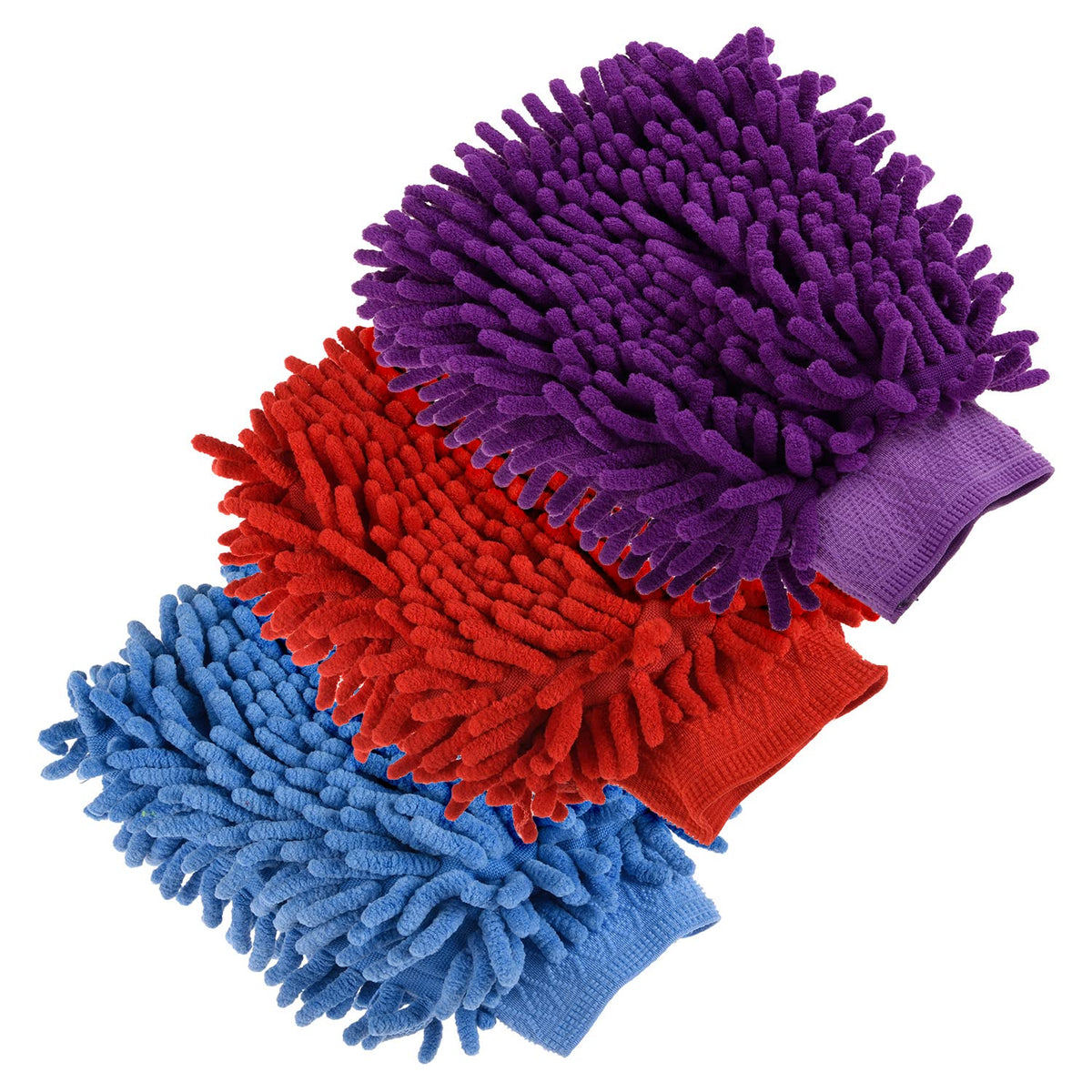 Kuber Industries Chenille Mitts|Microfiber Cleaning Gloves|Inside Waterproof Cloth Gloves|100 Gram Weighted Hand Duster|Chenille Gloves for Car|Glass|Pack of 3 (Multicolor)