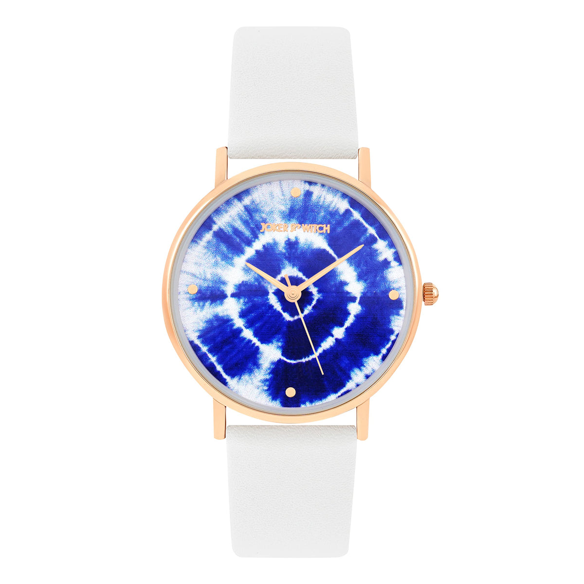 Indigo Tie- Dye White PU Strap Watch