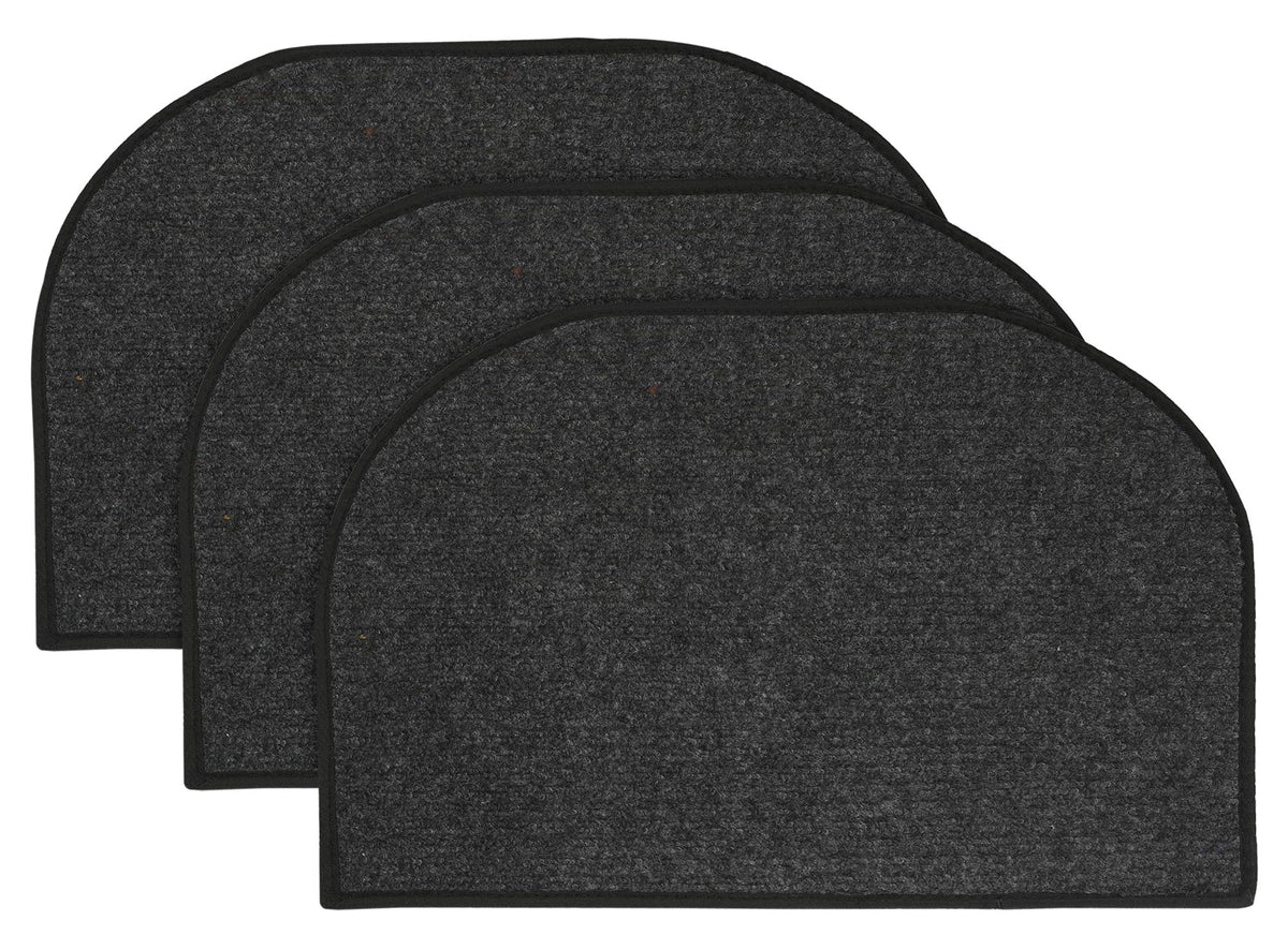 Kuber Industries D-Shape Durable Microfiber Door Mat, Heavy Duty Doormat,(Set of 3, 14'' x 23'', Grey)-KUBMART12169