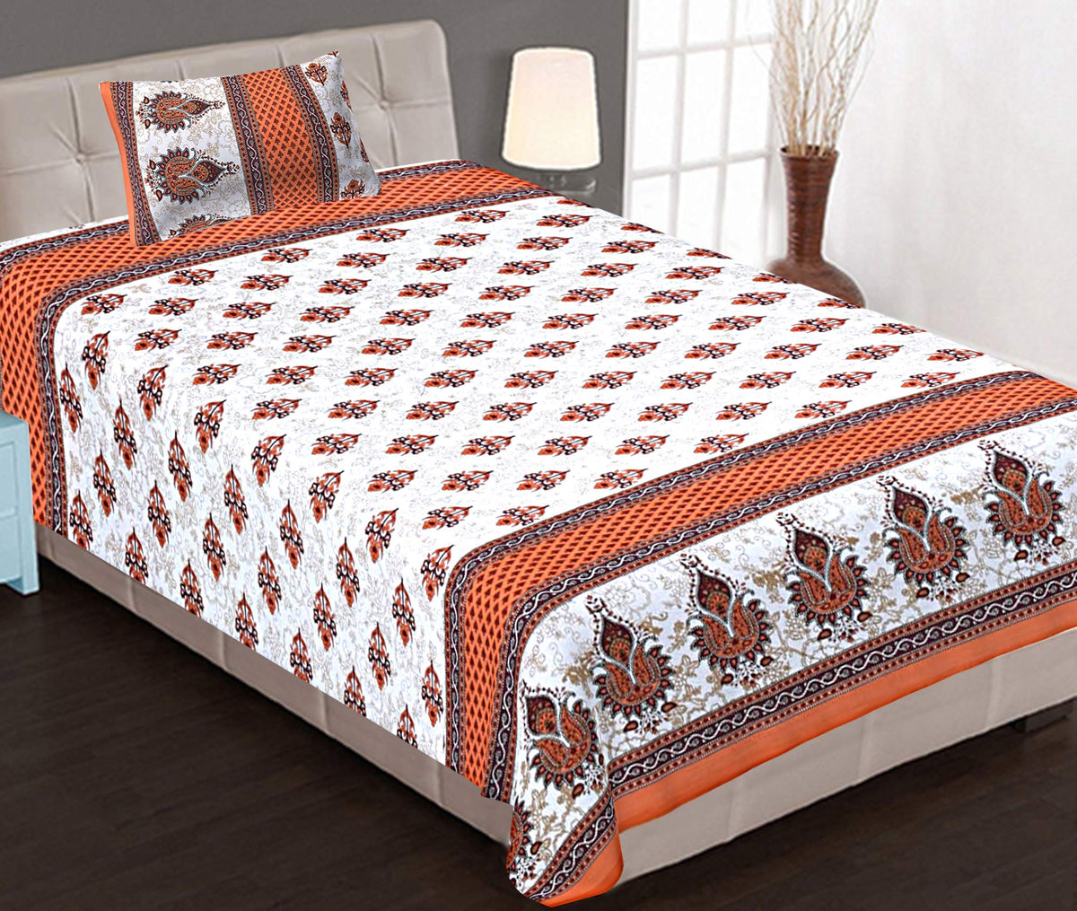 Kuber Industries 100% Cotton 144 TC Single Bed Sheet with 1 Pillow Cover (Maroon) -CTKTC13000