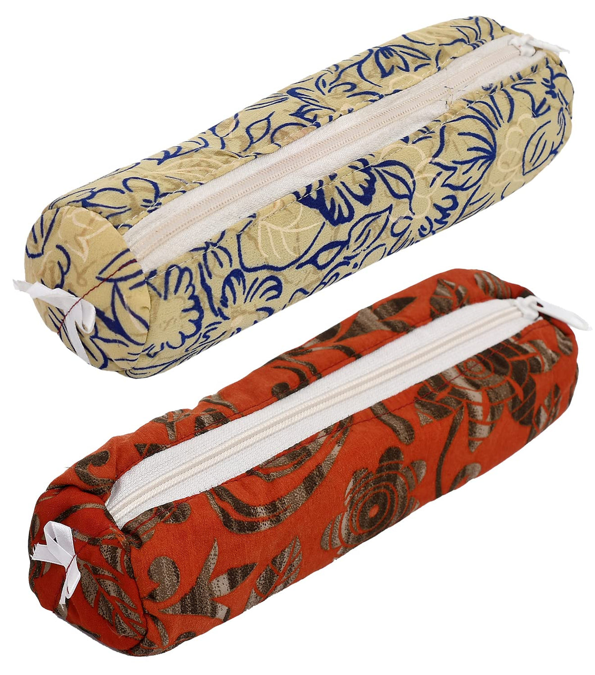 Heart Home Multipurpose Cotton 1 Rod Bangle Box/Organizer/Case with Zipper- Pack of 2 (Assorted)-49LUGH409