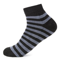 Mush Bamboo Socks for Men & Women - Ultra Soft, Breathable, Odor Control with Mesh Design Ankle socks for running, exercise & sports (Grey Stripes on Black, 3)