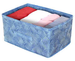 Kuber Industries Lahariya Printed Multipurposes Rectangular Flodable Storage Box, Drawer Storage and Cloth Organizer (Blue)-HS43KUBMART26311
