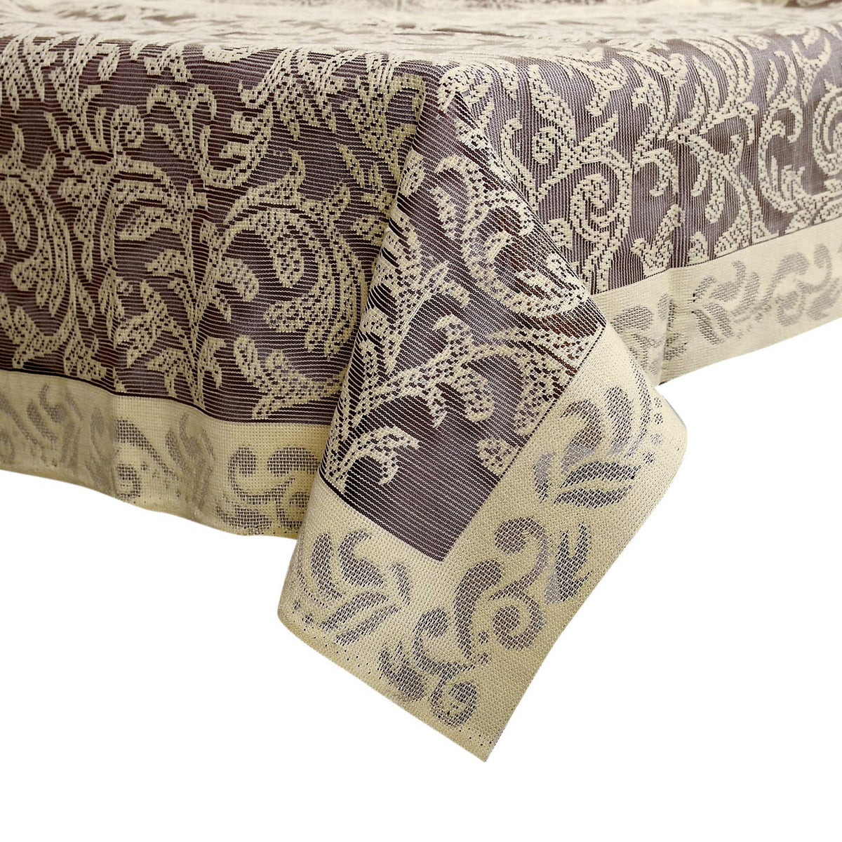 Kuber Industries Leaf Design Cotton 4 Seater Center Table Cover 40"x60"(Brown)-KUBMART15503, Standard