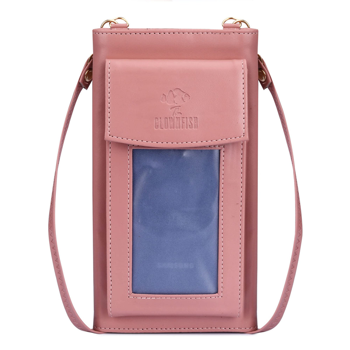 The Clownfish Winslet Ladies Wallet Womens Sling Bag with Transparent Front Mobile Pocket (Pink)