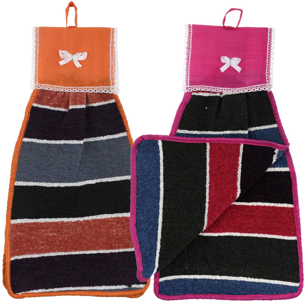 Kuber Industries Hanging Cotton Washbasin Napkin/Hand Towel for Kitchen and Bathroom (Multicolour, 2 Pieces) - CTKTC045560