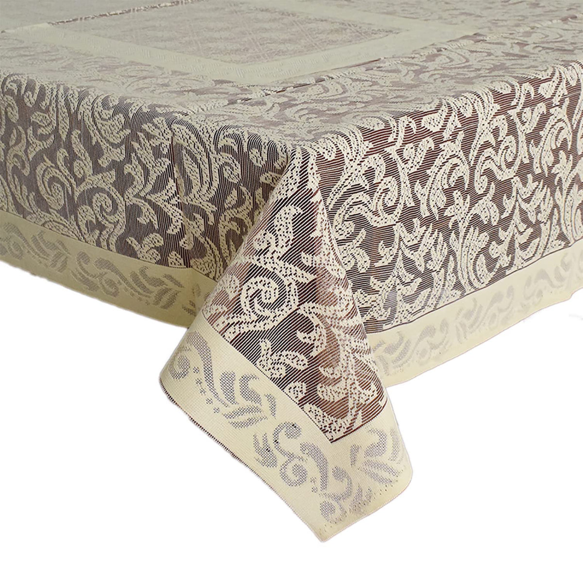 Kuber Industries Floral Printed Home Decorative Luxurious 4 Seater Cotton Center Table Cover/Table Cloth, 40"x60" (Cream & Maroon)-44KM054