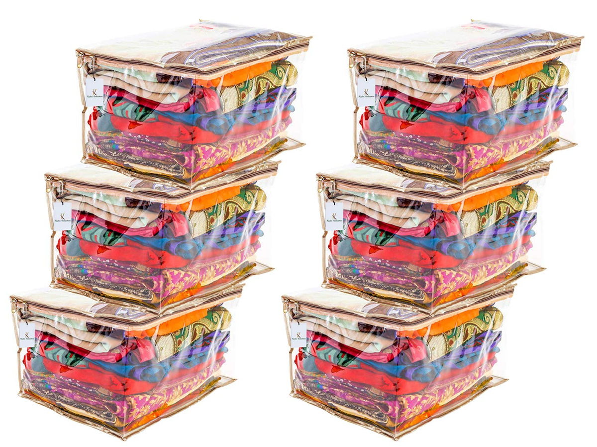 Kuber Industries 6 Piece PVC Saree Cover Set, Transparent (KI001455_2)