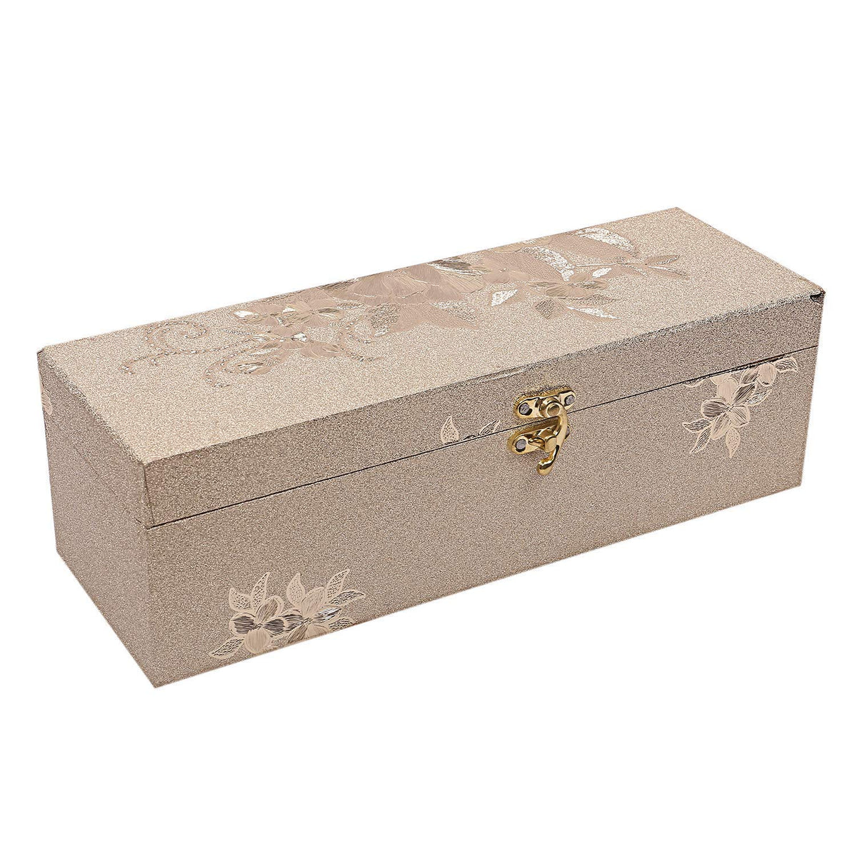 Kuber Industries Wooden 2 Pieces One Rod Bangle Storage Box with Lock System (Gold),CTKTLUG671