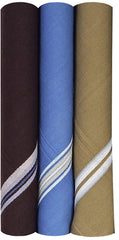 Kuber Industries 100% Cotton Premium Collection Handkerchiefs Hanky for Men, Set of 3 (Dark Color)