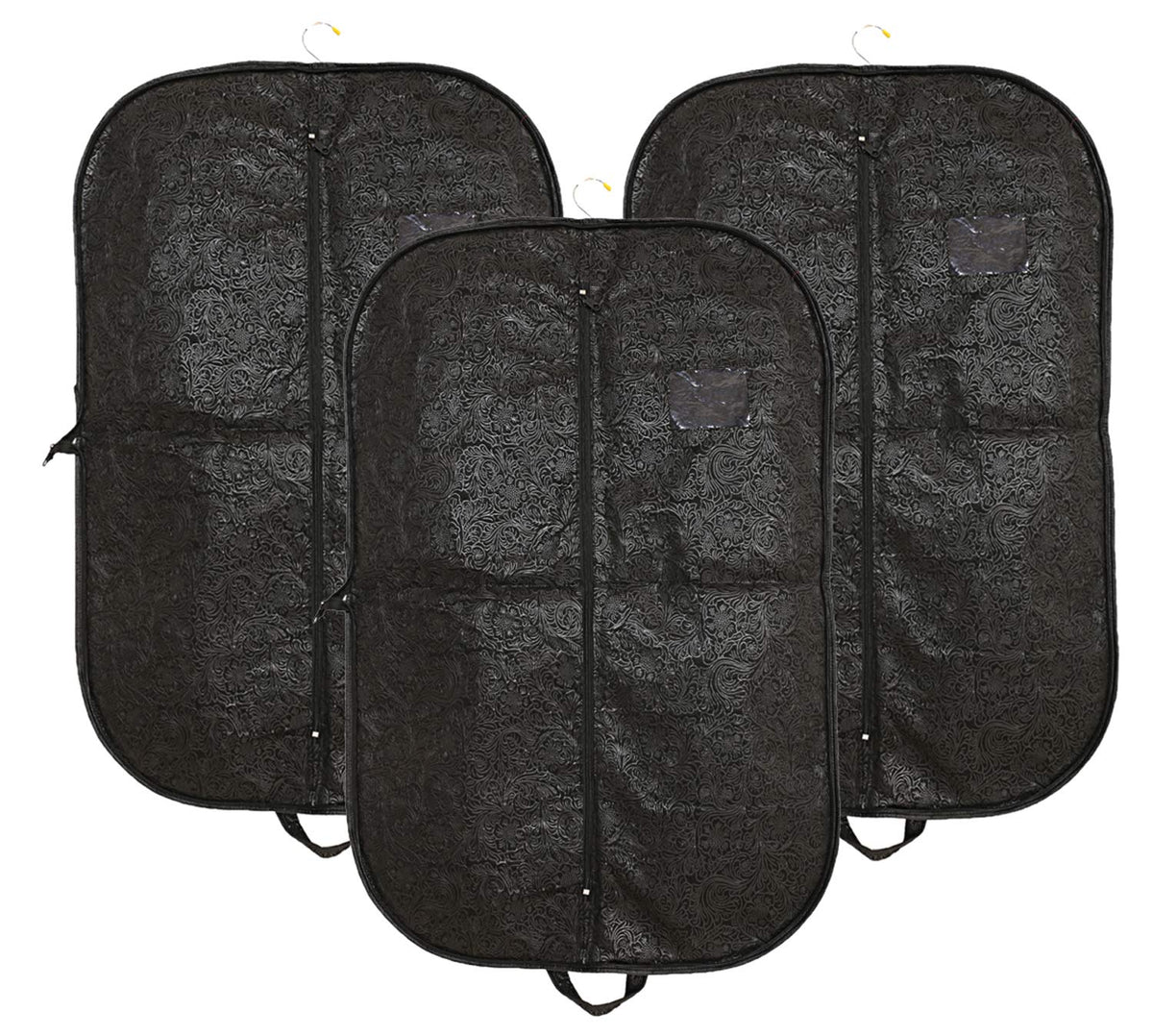 Kuber Industries Emboss 3 Piece Non-Woven Foldable Blazer Cover Set, Black (CTKTC1844)