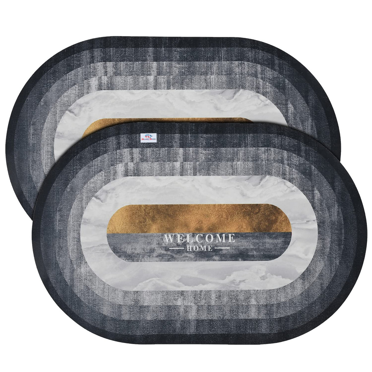 Heart Home Doormat|Doormat for Door Entrance|Doormats for Rooms|Doormat for Home|Memory Foam Welcome Home Doormat|Pack of 2 (Grey)