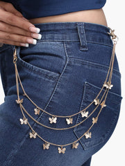 Yellow Chimes Jeans Chain for Men Stainless Steel Silver Multi-layer Silver Jeans Chain for Men and Wome (Style 4)