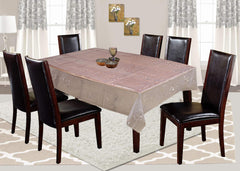 Kuber Industries Embossed Floral Design PVC 6 Seater Dining Table Cover (Transparent)-CTKTC29983