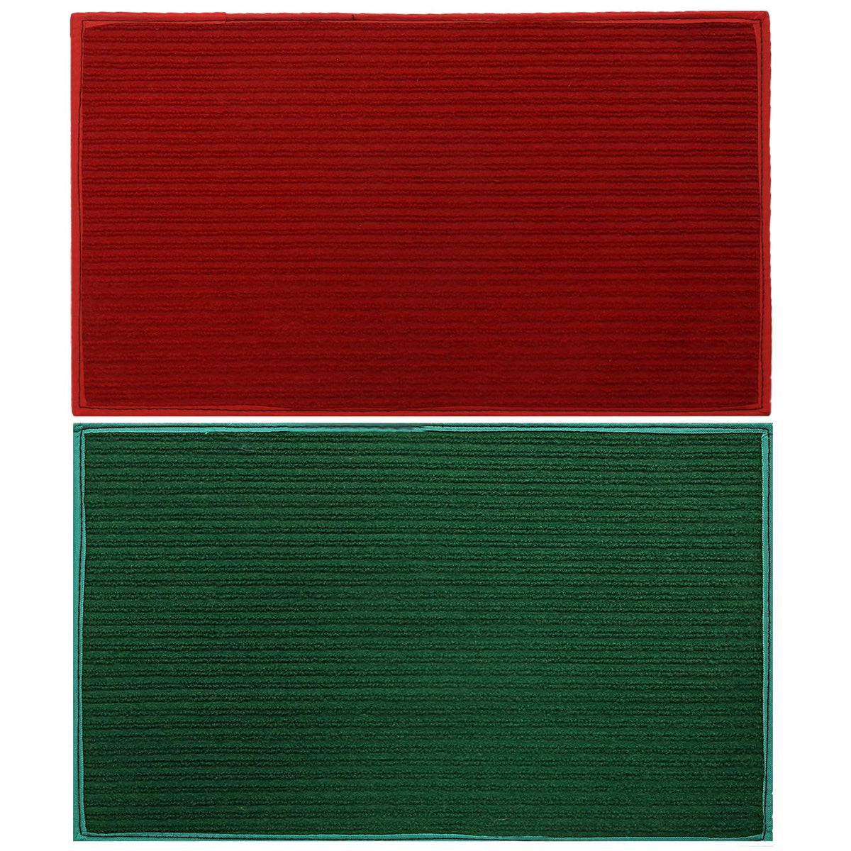 Kuber Industries Microfiber Anti Slip 2 Pieces Door Mat 14"x21"(Red & Green) -CTLTC11440
