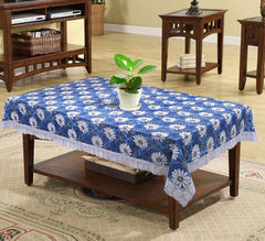 Kuber Industries Table Cloth|Center Table Cover|Round Table Cover|Table Cover 4 Seater|(Blue)(Polyvinyl Chloride (PVC), Pack of 1)