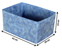 Kuber Industries Lahariya Printed Multipurposes Rectangular Flodable Storage Box, Drawer Storage and Cloth Organizer (Blue)-HS43KUBMART26311